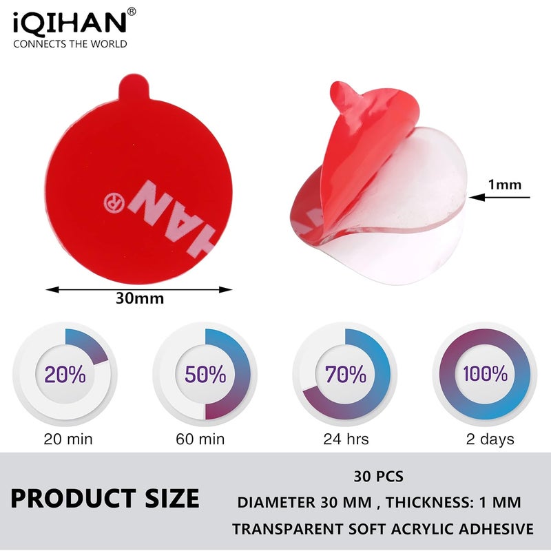 RN RUÍNICE Double Sided Mounting Gel Pads Circles- 30PCS 1.18in Diameter, Two Sided Heavy Duty Sticky Nano Patch, Strong Clear Precut Tape - Image 2